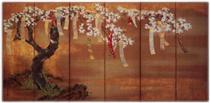 Flowering Cherry with Poem Slips - Tosa Mitsuoki