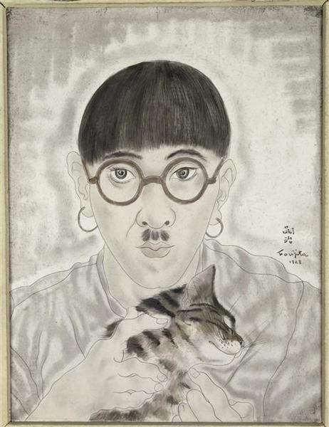 Self Portrait with Cat, 1928 - 藤田嗣治