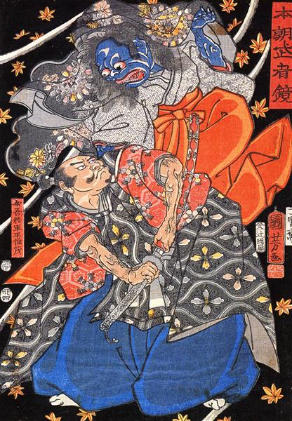 Taira Koresshige attacked by a demon - Utagawa Kuniyoshi