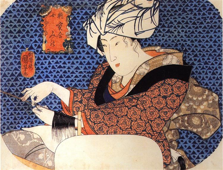 Woman making a wig - Utagawa Kuniyoshi