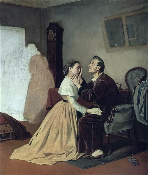 Arrival schoolgirl to a blind father, 1870 - Василь Перов