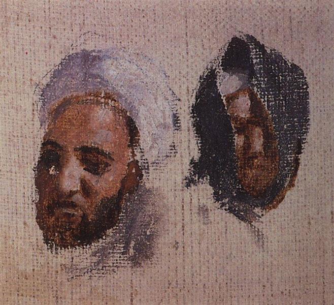 The two men's heads in turbans - Василь Полєнов