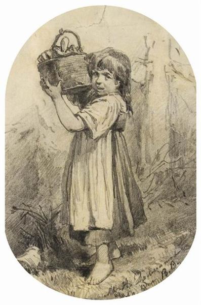 Girl with a bast basket, 1870 - Viktor Vasnetsov