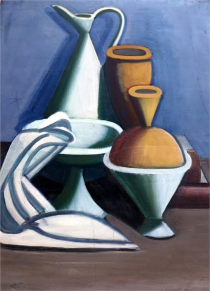 Still Life with Water Jug, Towel and Jars, 1929 - Vilhelm Lundstrom