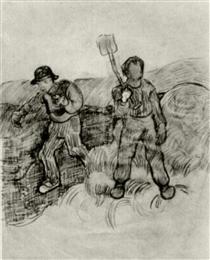 A Sower and a Man with a Spade - Vincent van Gogh