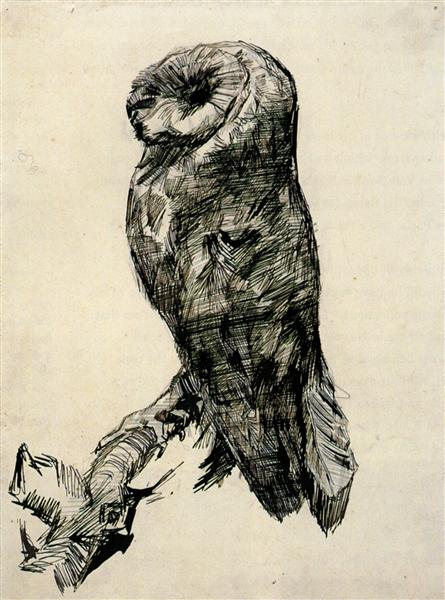 Barn Owl Viewed from the Side, 1887 - Вінсент Ван Гог