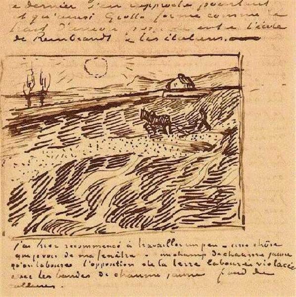 Обгороджене поле із плугатарем, 1889 - Вінсент Ван Гог