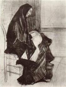Figure of a Woman with Unfinished Chair - Vincent van Gogh
