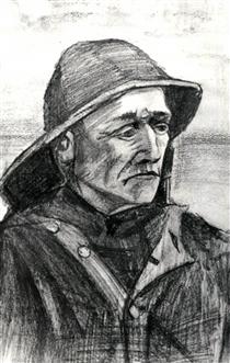 Fisherman with Sou'wester, head - Vincent van Gogh