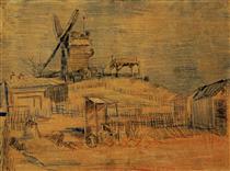 Gardens on Montmartre and the Blute-Fin Windmill - Vincent van Gogh
