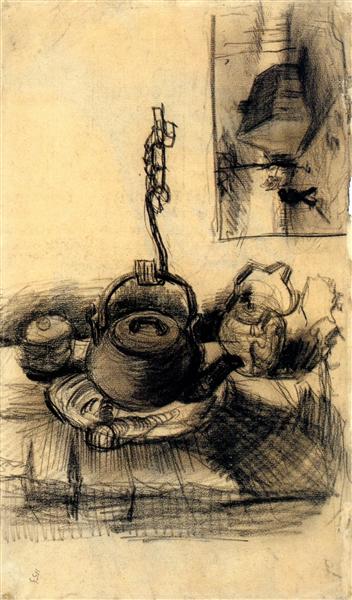 Kettle Over a Fire, and a Cottage by Night, 1885 - Vincent van Gogh