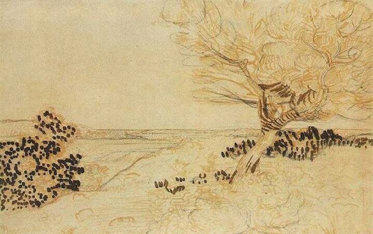 Landscape with a Tree in the Foreground, 1888 - 梵谷