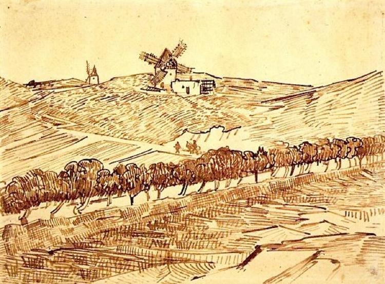 Landscape with Alphonse Daudet's Windmill, 1888 - Vincent van Gogh