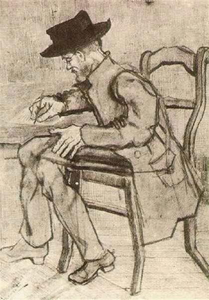 Man Writing Facing Left, 1881 - 梵谷