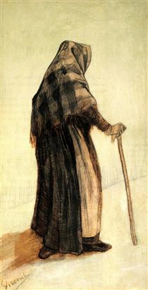 Old Woman with a Shawl and a Walking-Stick - Винсент Ван Гог
