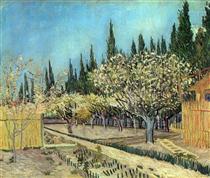 Orchard in Blossom, Bordered by Cypresses - Vincent van Gogh