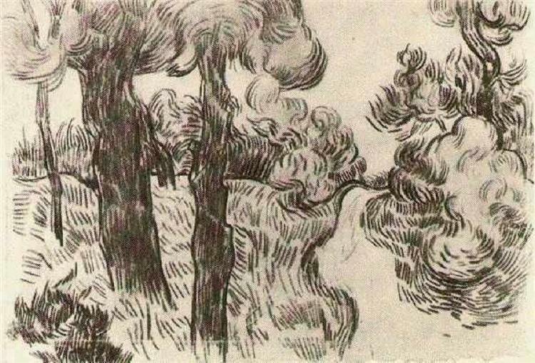 Path between Pine Trees, 1889 - Винсент Ван Гог