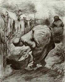 Peasant Woman at the Washtub and Peasant Woman Hanging Up the Laundry - Вінсент Ван Гог