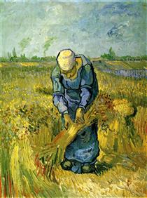 Peasant Woman Binding Sheaves after Millet - Vincent van Gogh