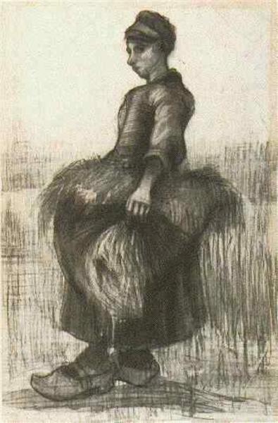 Peasant Woman, Carrying Wheat in Her Apron, 1885 - 梵谷
