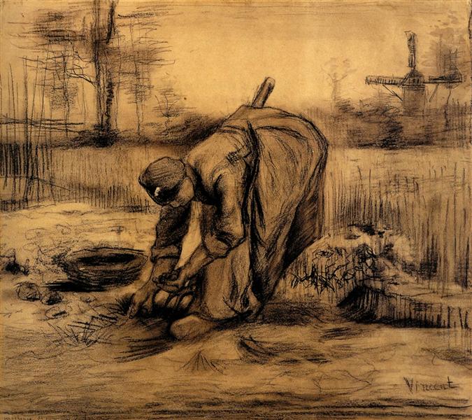 Peasant Woman Lifting Potatoes, 1885 - 梵谷