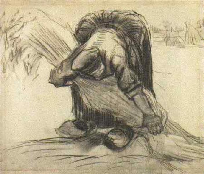 Peasant Woman, Picking Up a Sheaf of Grain, 1885 - Vincent van Gogh