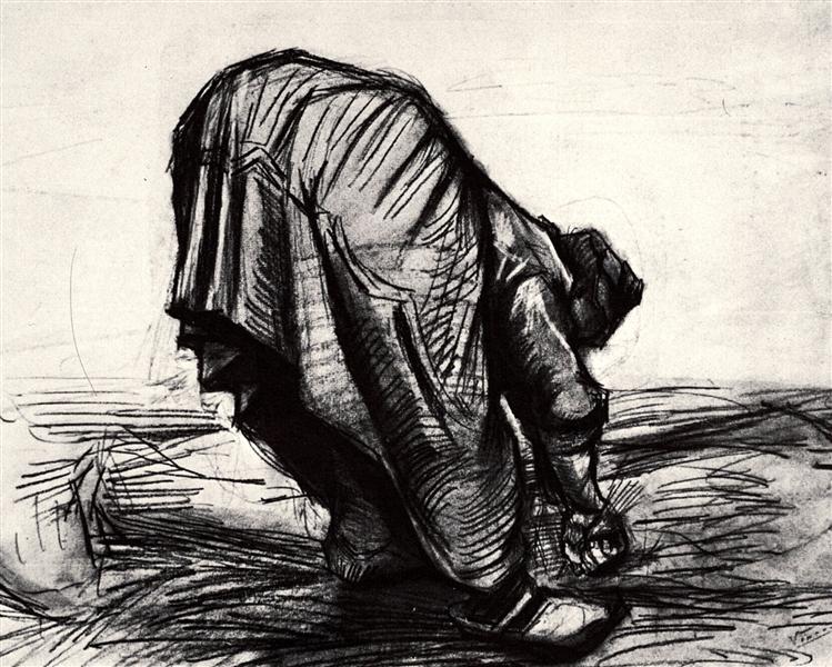 Peasant Woman, Stooping, Seen from the Back, 1885 - 梵谷