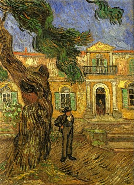 Pine Trees with Figure in the Garden of Saint-Paul Hospital, 1889 - Винсент Ван Гог