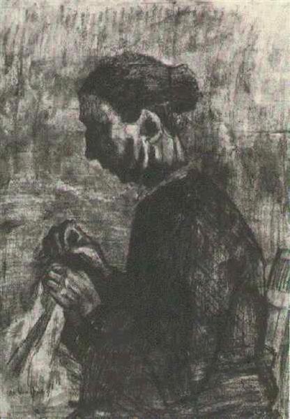 Sien, Sewing, Half-Figure, 1883 - Винсент Ван Гог