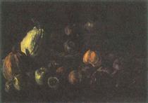 Still life with a basket of apples and two pumpkins - Vincent van Gogh