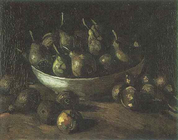 Still life with an Earthern bowl and pears, 1885 - Винсент Ван Гог