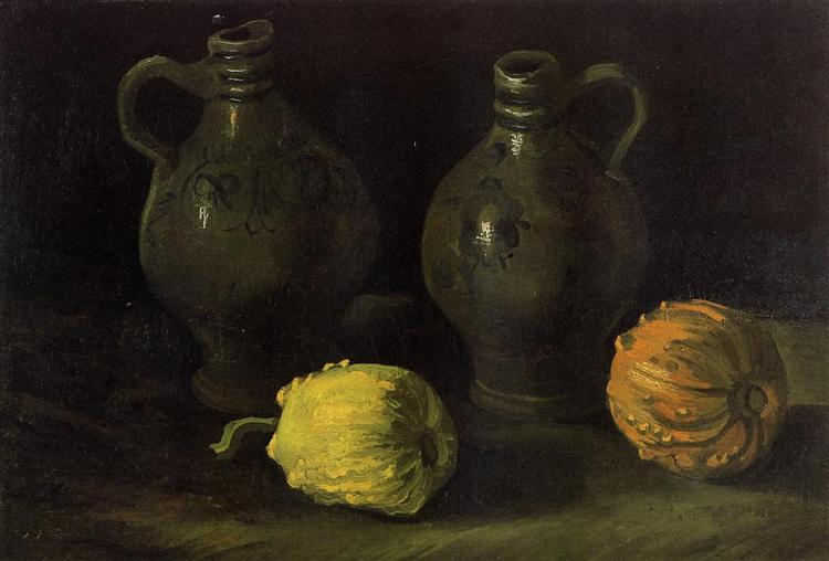 Still Life with Two Jars and Two Pumpkins, 1885 - Винсент Ван Гог
