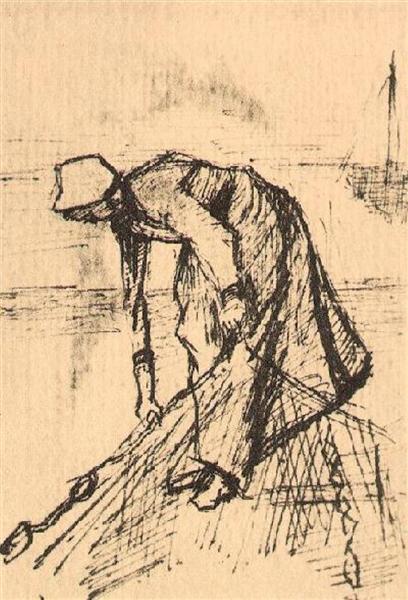 Stooping Woman with Net, 1883 - 梵谷