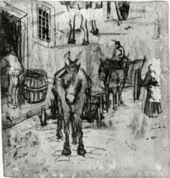 Studies of Donkey Carts, 1882 - Винсент Ван Гог