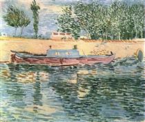 The Banks of the Seine with Boats - 梵谷
