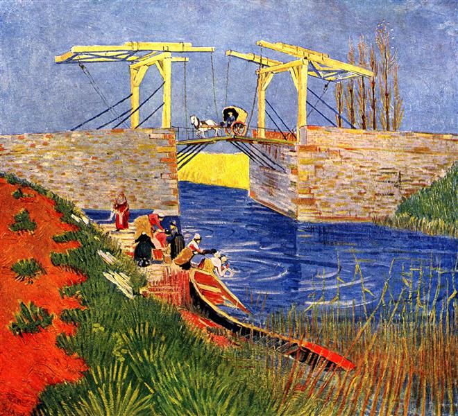 The Langlois Bridge at Arles with Women Washing, 1888 - Винсент Ван Гог