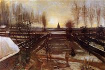 The Parsonage Garden at Nuenen in the Snow - 梵谷