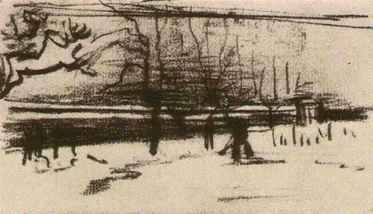 The Parsonage Garden in the Snow, 1885 - Вінсент Ван Гог