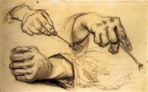 Three Hands, Two Holding Forks - Vincent van Gogh