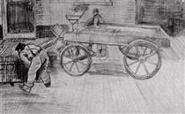 Two Men with a Four-Wheeled Wagon - Vincent van Gogh