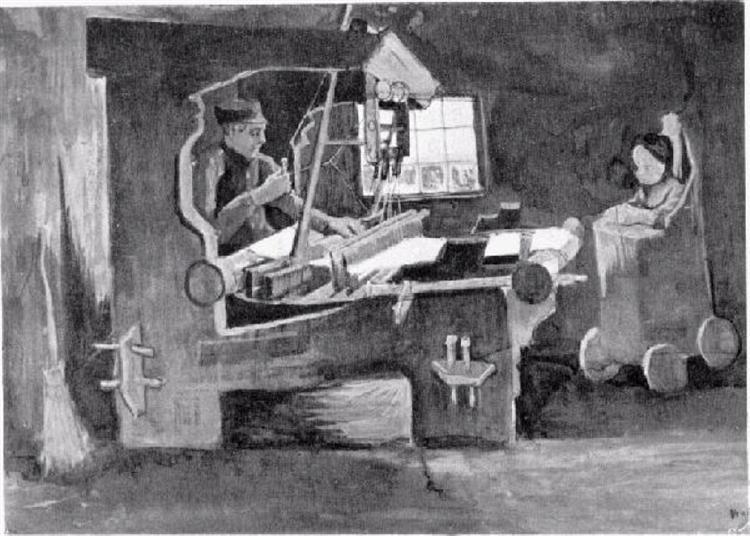 Weaver Facing Right, Interior with One Window and High Chair, 1884 - Vincent van Gogh