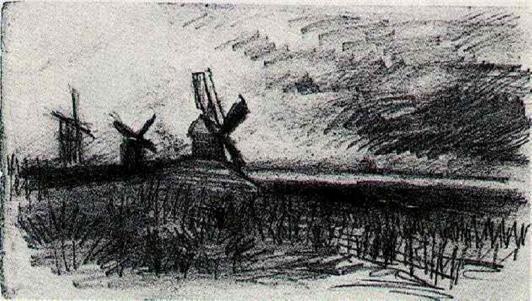 Windmills at Montmartre, 1886 - Vincent van Gogh