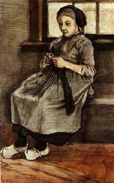 Woman Mending Stockings, 1881 - 梵谷
