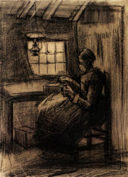 Woman Sewing, 1885 - 梵谷