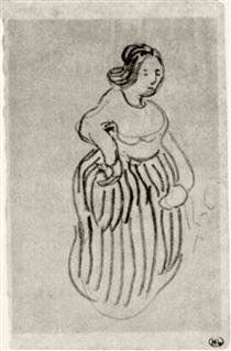 Woman with Striped Skirt - 梵谷