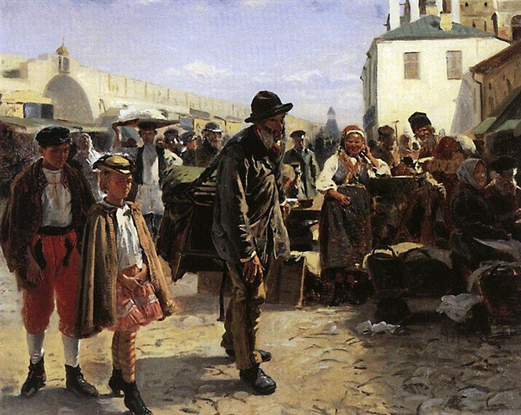 Organ grinder. Study for the painting "Market in Moscow", 1879 - Vladimir Makovsky