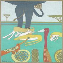 Elephant and other animals - Walter Battiss