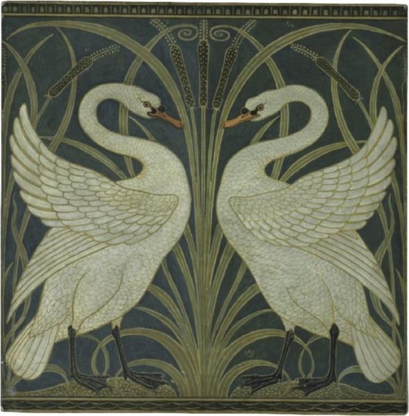 Swan and Rush and Iris wallpaper - Walter Crane