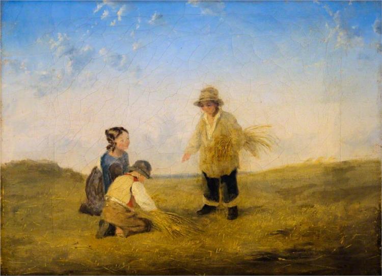 Three Figures Gathering Wheat - William Collins