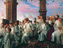 May Morning on Magdalen College Tower, Oxford - William Holman Hunt